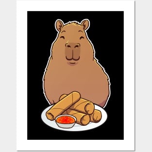 Capybara Spring Rolls Posters and Art